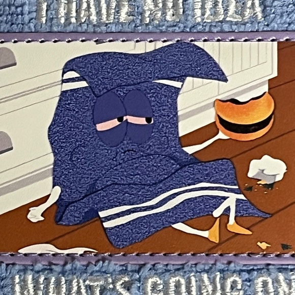 South Park Towlie Faux Leather Wallet Blue Fuzzy Outside New Money Holder 420 - Picture 2 of 7